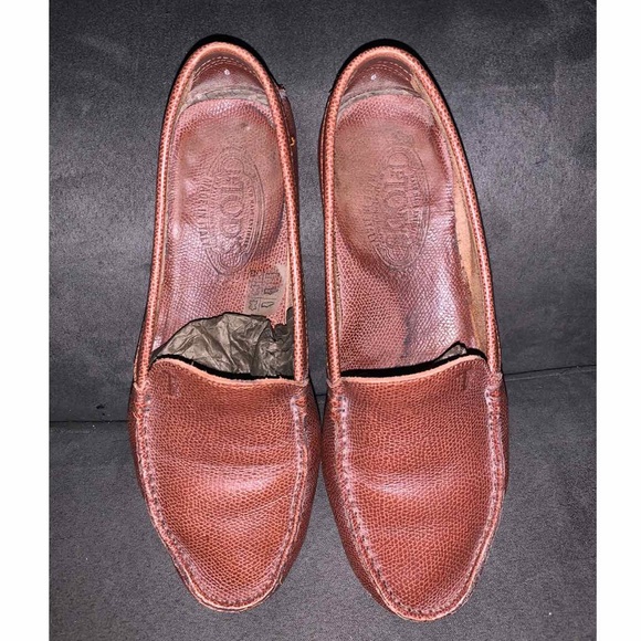 Womens Lp Tods Brown Leather Loafers 